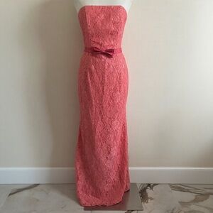 Vintage Jessica McClintock pink lace strapless dress
